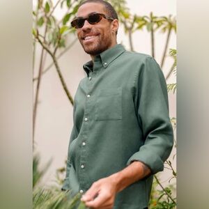 Alex Crane Green Playa Button Down Shirt Long Sleeve  - L